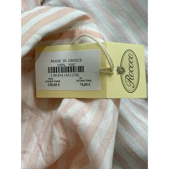 Rococo Striped Viscose Cover Up Dress Size M Long Sleeve Sheer Beach Resort NWT - Picture 12 of 13